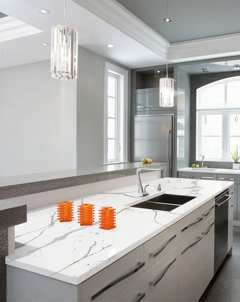 Calacatta White Quartz Slab Application