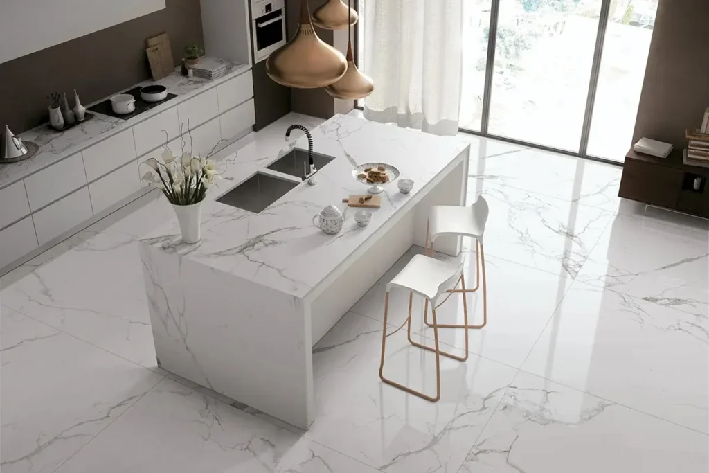 Carrara White Quartz Commercial Interior Surface