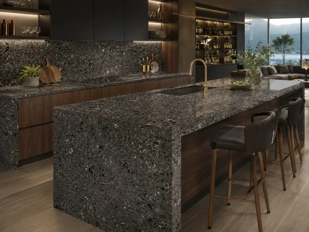 Crystal Shining Dark Gray Quartz Application