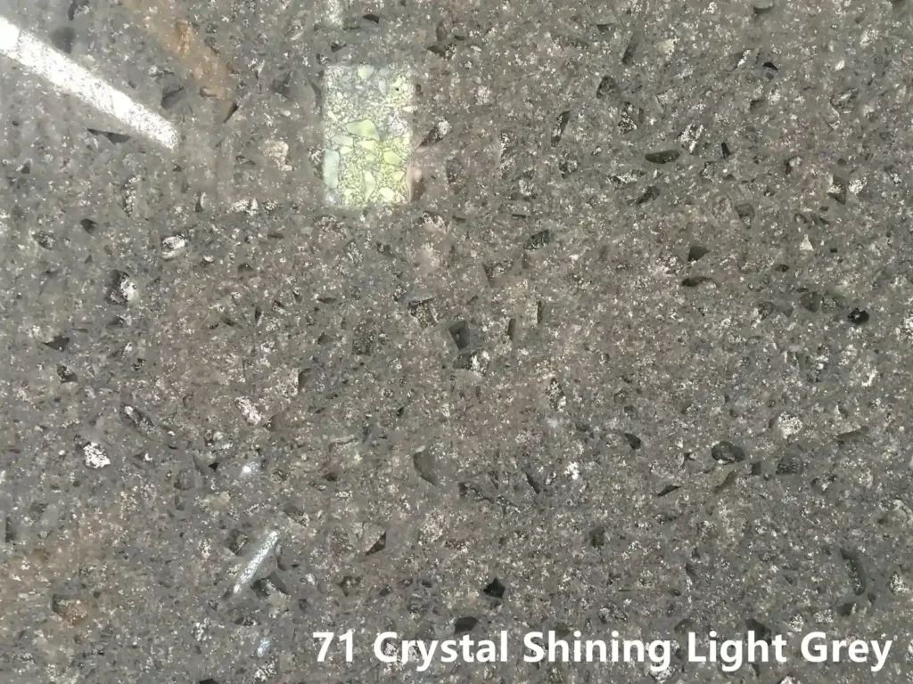 Crystal Shining Light Grey Quartz slab for kitchen countertops island tops and vanity tops