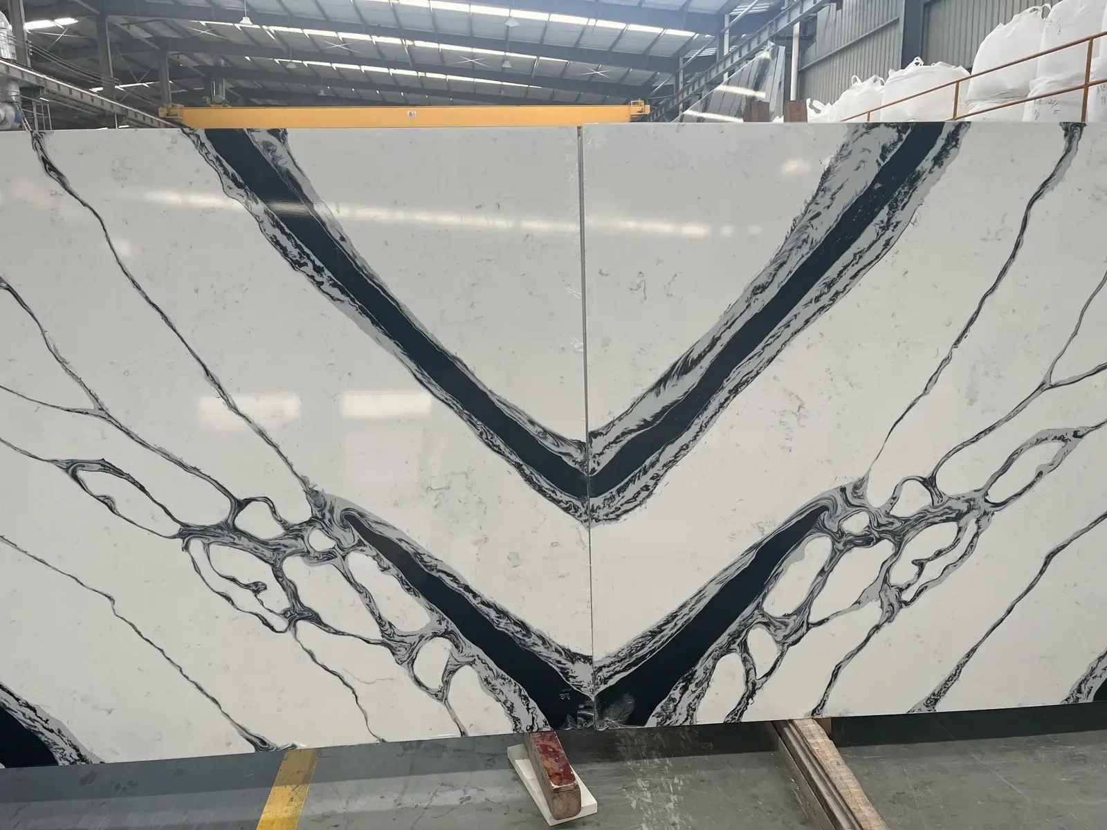 Panda White Quartz Bookmatch Slab