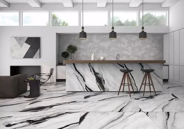 Panda White Quartz Kitchen Island Application