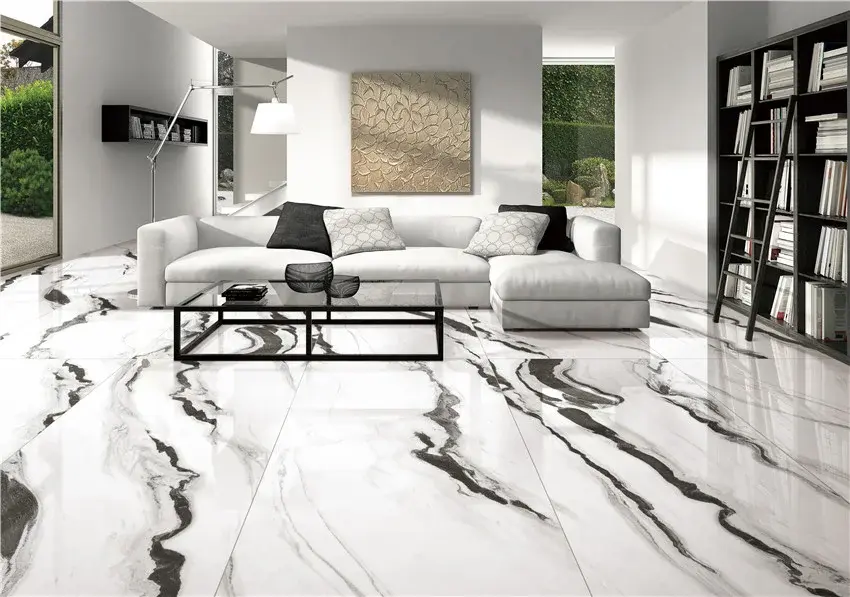 Panda White Stone Slab Kitchen Island Application