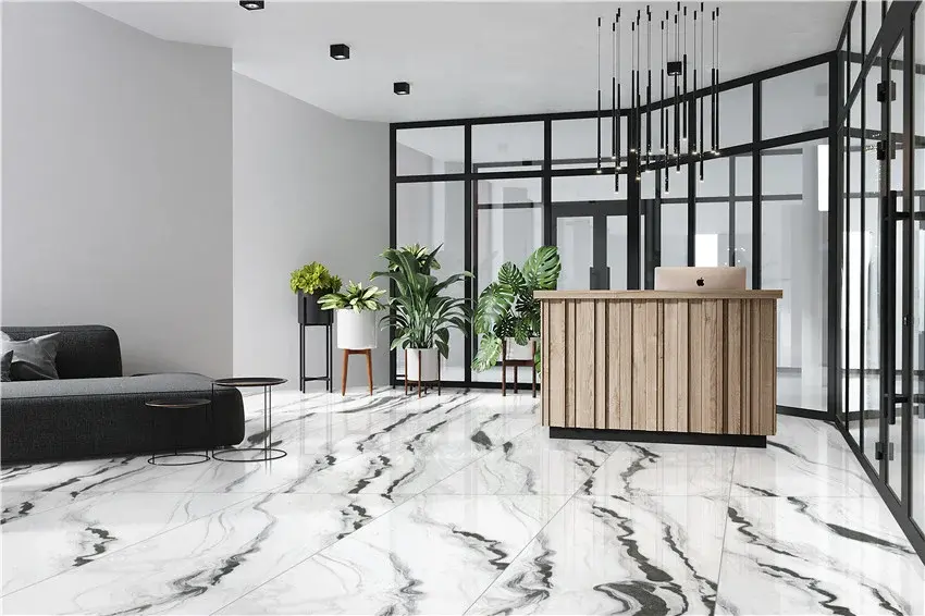 Panda White Stone Slab Waterfall Edge Application