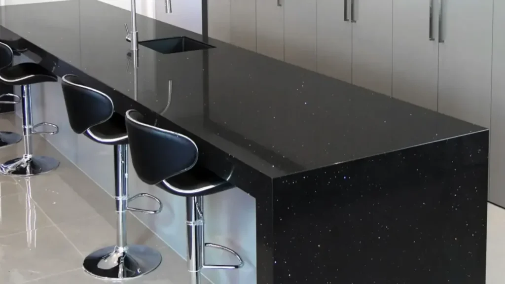 Pure Black Quartz Countertop Slab