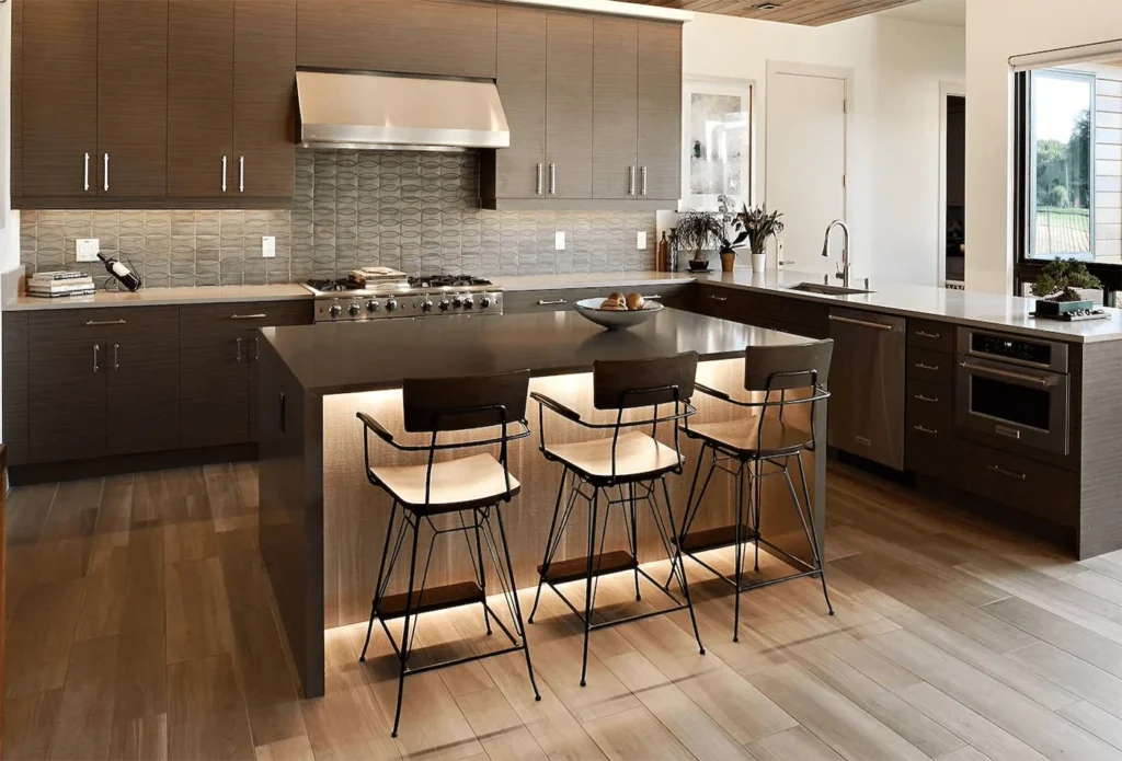 South Africa Dark Brown Quartz Stone Worktops for warm modern kitchen countertops and island tops
