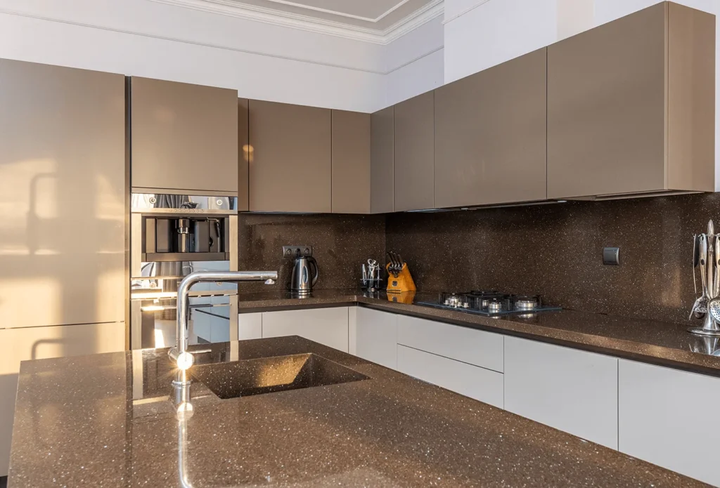 Dark brown quartz worktops for kitchen counters bathroom vanities and bar tops