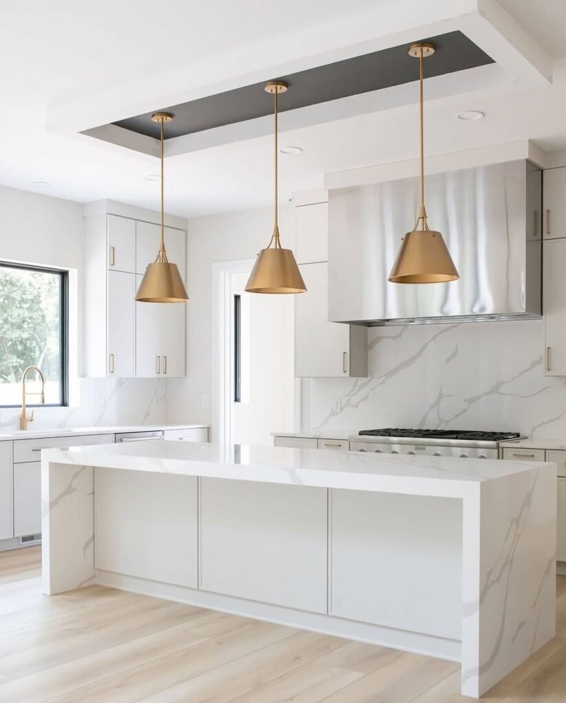 calacatta white and gold quartz countertops