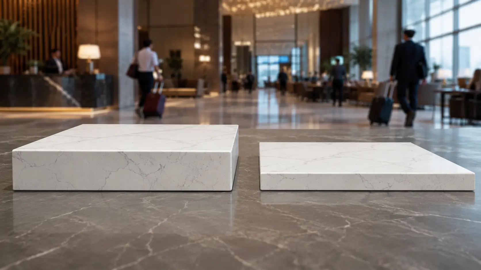 3cm vs 2cm quartz slabs thickness comparison for high-traffic public areas