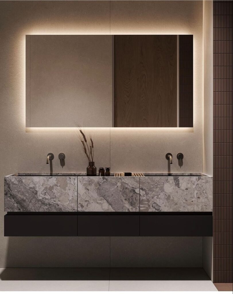 Quartz countertop hotel bathroom vanity