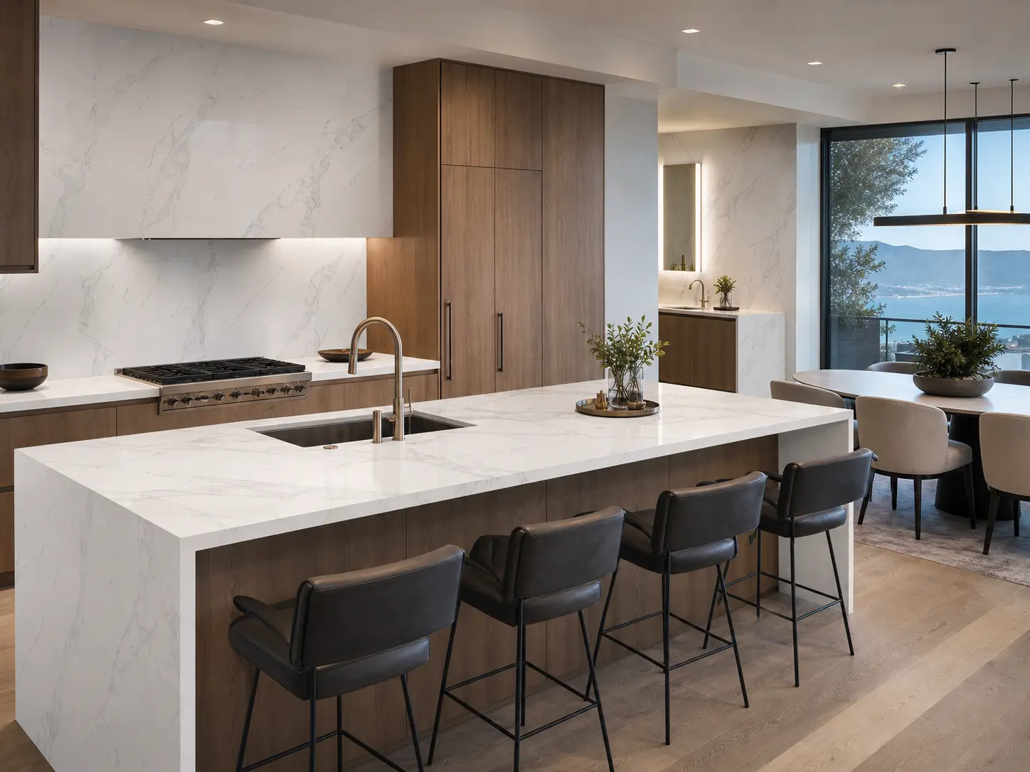Customized Color and Pattern Quartz Slab for Kitchen Countertops