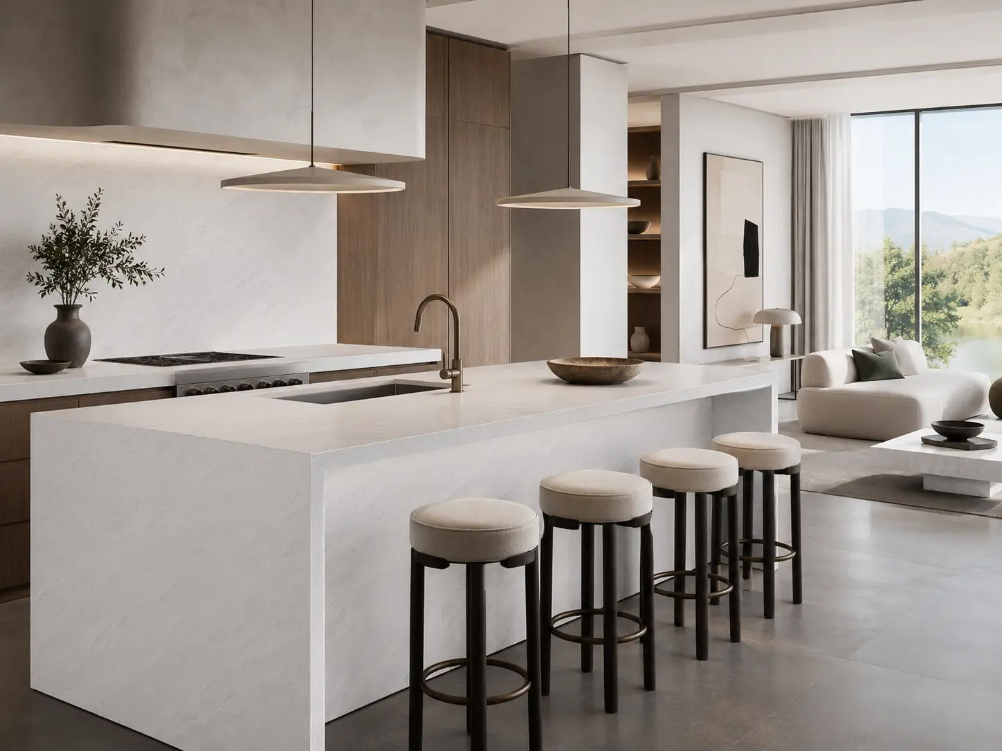 Grey Polished Artificial Quartz Stone Modern Indoor Countertops