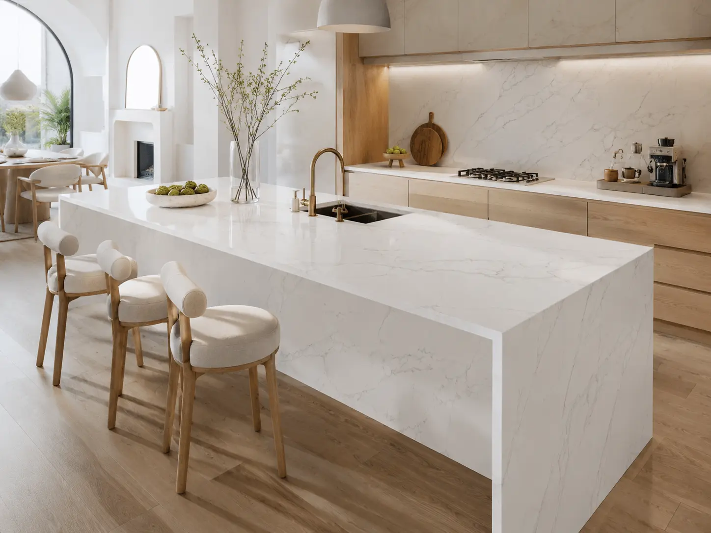 Polished White Artificial Quartz Slabs