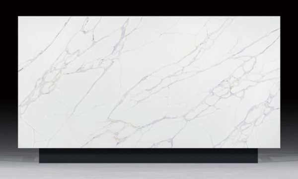 Durable Man-Made Calacatta Quartz Slab - White with Gray Grain