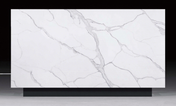 Custom Waterproof Artificial Quartz Kitchen Countertop with White Calacatta Grey Vein