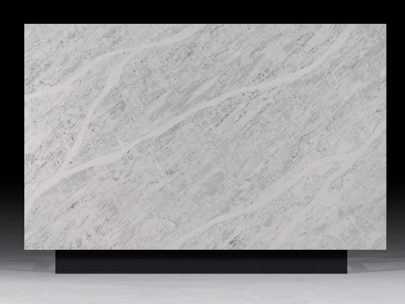 Splendix Engineered Quartz countertop with delicate gray veining on a white base, ideal for modern kitchen and bathroom designs.