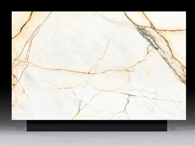 Sophisticated Calacatta Borghini Quartz Slab Premium Gold-Veined Surfaces