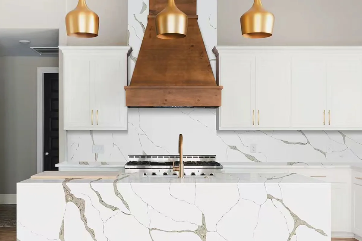 calacatta gold quartz island